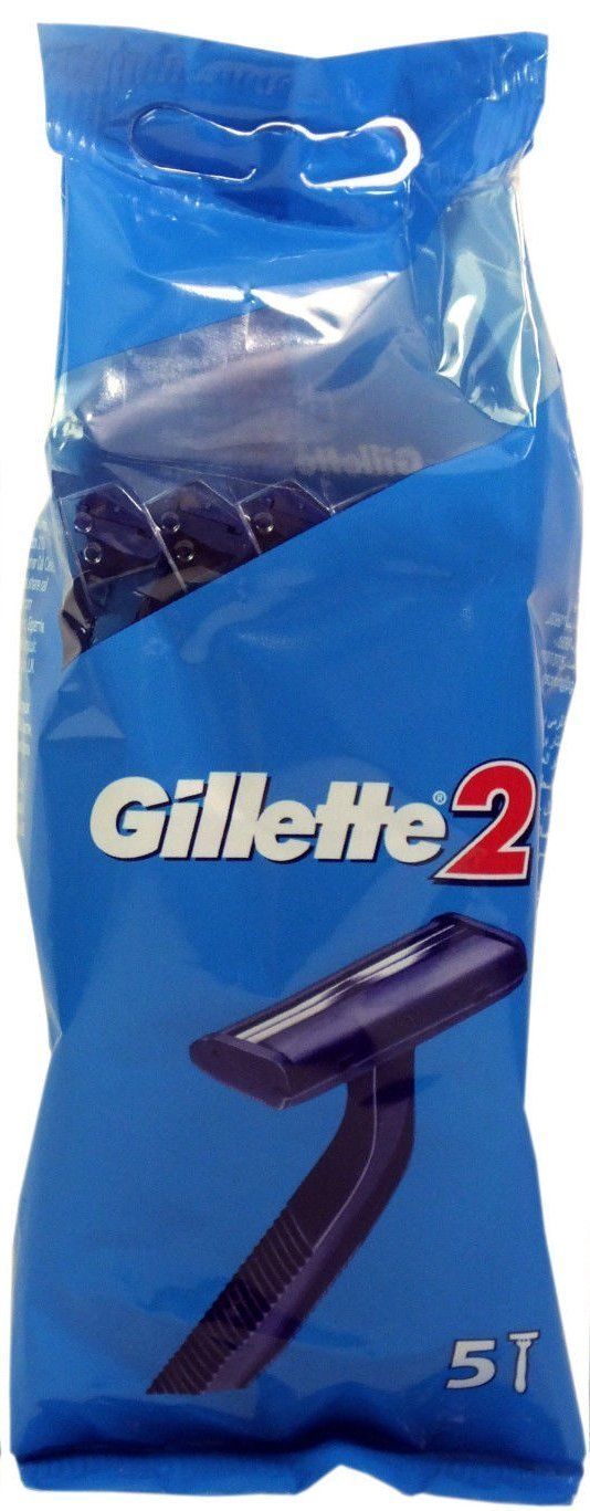 Gillette 2 Disposable Twin Blades Razors, 5 Pack